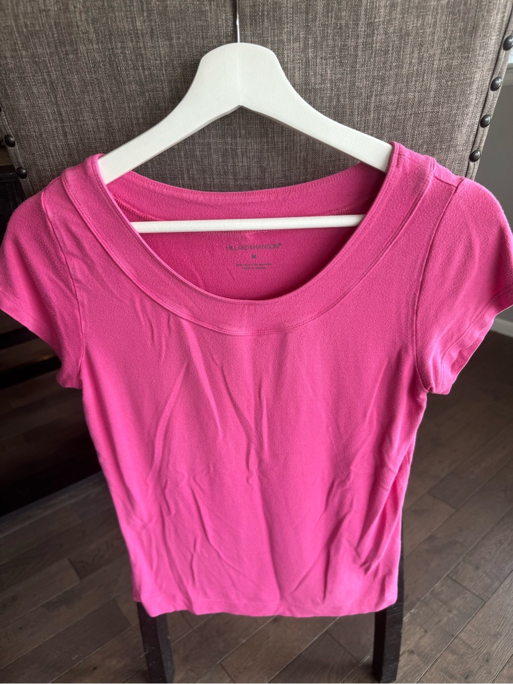 Hillard & Hanson Bright Pink Scoop Neck Short Sleeve Tee